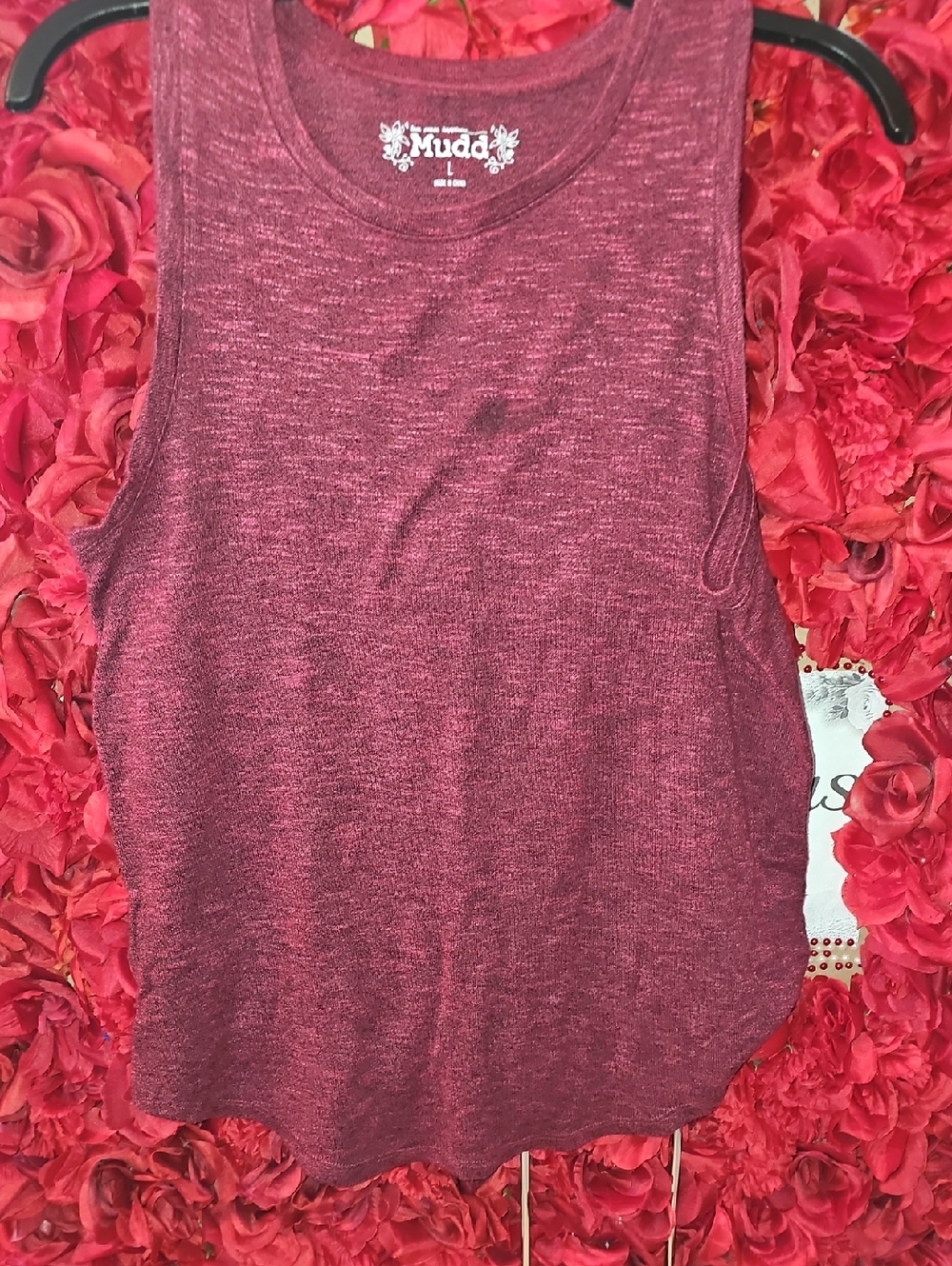 Mudd Women's Marled Sleeveless Tank Top - Burgundy Size Large